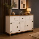 Ver imagem 3 de Aparador Buffet para Sala de Jantar 3 Portas 3 Gavetas 130cm Alegra S05 Off White Nogueira - Lyam de
