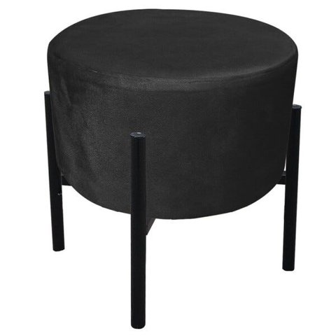 Puff Iron Suede Preto Base Palito D'Rossi