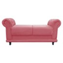 Ver imagem 2 de Sofá Retrô Barcelona Namoradeira Calçadeira Suede Rose com strass D'Rossi