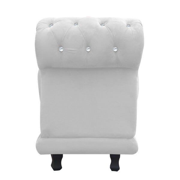 Sofá Retrô Barcelona Namoradeira Calçadeira Suede Branco com strass D'Rossi - 3