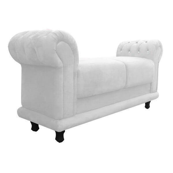 Sofá Retrô Barcelona Namoradeira Calçadeira Suede Branco com strass D'Rossi - 1