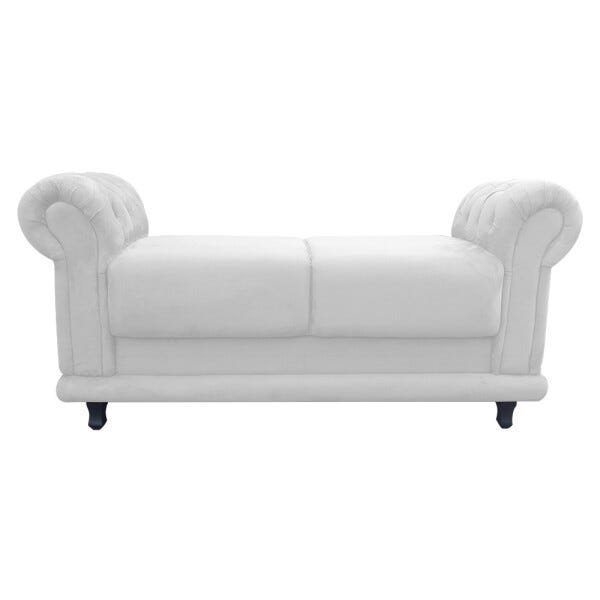 Sofá Retrô Barcelona Namoradeira Calçadeira Suede Branco com strass D'Rossi - 2