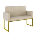Ver imagem 7 de Kit 2 Poltronas + Namoradeira Lugares Recepção Base Dourada Bege