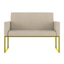 Ver imagem 6 de Kit 2 Poltronas + Namoradeira Lugares Recepção Base Dourada Bege
