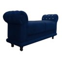 Ver imagem 1 de Sofá Retrô Barcelona Namoradeira Calçadeira Suede Azul Marinho com strass D'Rossi
