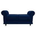 Ver imagem 2 de Sofá Retrô Barcelona Namoradeira Calçadeira Suede Azul Marinho com strass D'Rossi
