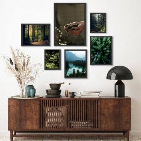 Composição 6 Quadros Fotografias Mãe Natureza:madeira Branca