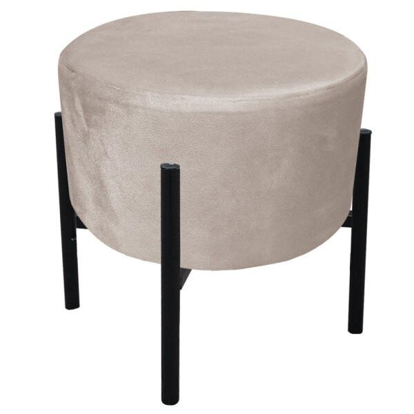 Puff Iron Suede Bege Base Palito D'Rossi - 1