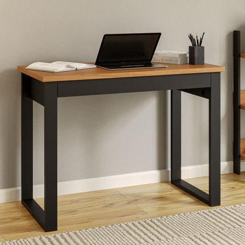 Escrivaninha Mesa de Trabalho Industrial 100cm x 53cm com Gaveta 100% MDF Dalla Costa Cor:Freijó
