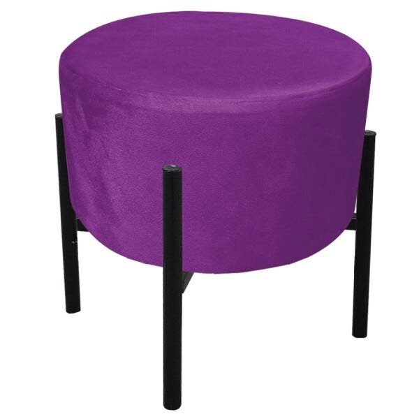 Puff Iron Suede Roxo Base Palito D'Rossi - 1