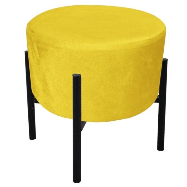 Kit 2 Puffs Iron Suede Amarelo Base Palito D'Rossi - 2