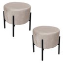Ver imagem 1 de Kit 2 Puffs Iron Suede Bege Base Palito D'Rossi