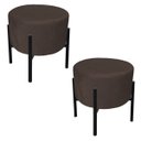 Ver imagem 1 de Kit 2 Puffs Iron Suede Marrom Base Palito D'Rossi