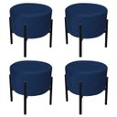 Ver imagem 1 de Kit 4 Puffs Iron Suede Azul Marinho Base Palito D'Rossi