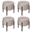 Ver imagem 1 de Kit 4 Puffs Iron Suede Bege Base Palito D'Rossi