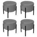 Ver imagem 1 de Kit 4 Puffs Iron Suede Grafite Base Palito D'Rossi