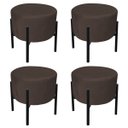 Ver imagem 1 de Kit 4 Puffs Iron Suede Marrom Base Palito D'Rossi