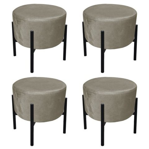 Kit 4 Puffs Iron Suede Marrom Rato Base Palito D'Rossi