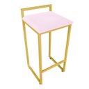 Ver imagem 1 de Banqueta Pietra Suede Rosa Bebê Base Dourado D'Rossi