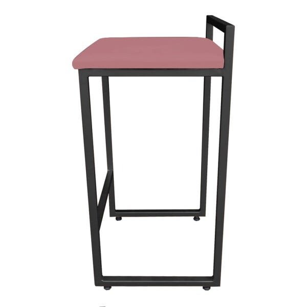 Banqueta Pietra Suede Rose Base Preto D'Rossi - 3