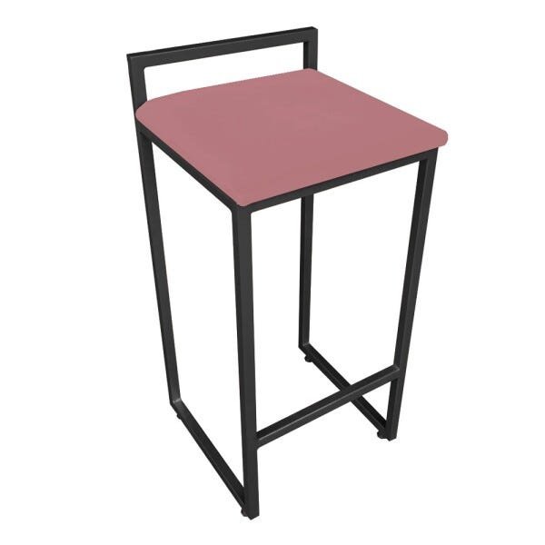 Banqueta Pietra Suede Rose Base Preto D'Rossi - 1