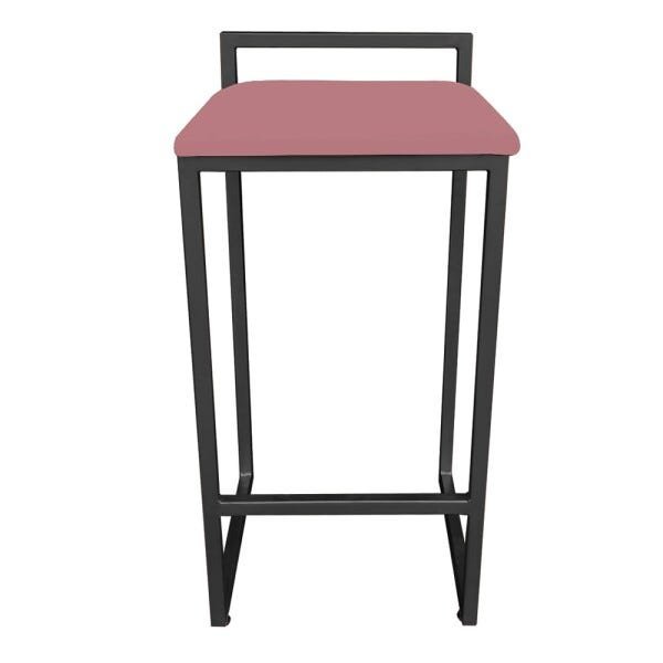 Banqueta Pietra Suede Rose Base Preto D'Rossi - 2