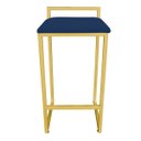 Ver imagem 3 de Conjunto 02 Banquetas Pietra Suede Azul Marinho Base Dourado D'Rossi
