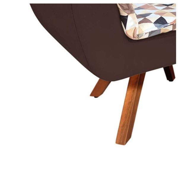 Kit 2 Poltronas Giratória Opala Composê D87 com Suede Base de Madeira - Marrom - 7