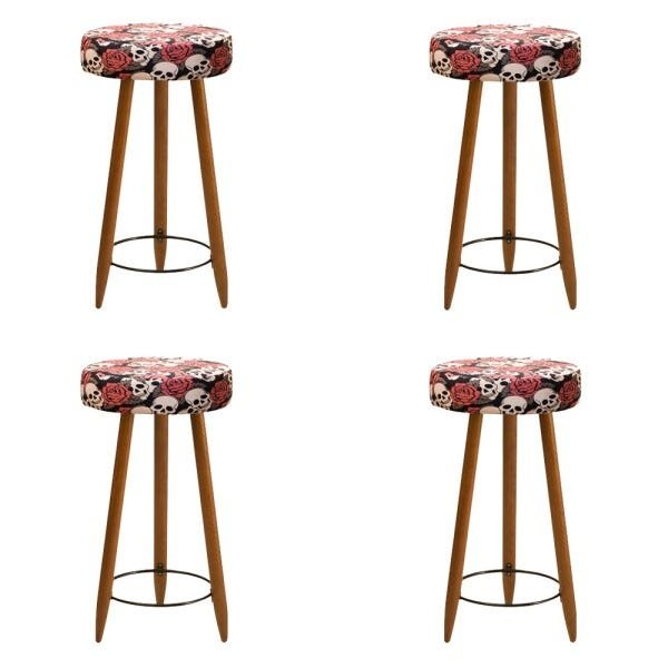 Conjunto 04 Banquetas Industrial Rubi Estampado D'Rossi - Caveira T171 - 1
