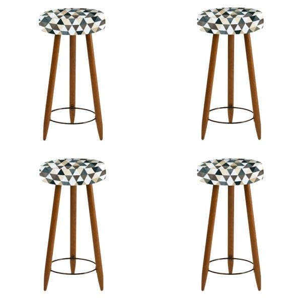 Conjunto 04 Banquetas Industrial Rubi Estampado D'Rossi - Triângulo Bege T192 - 1