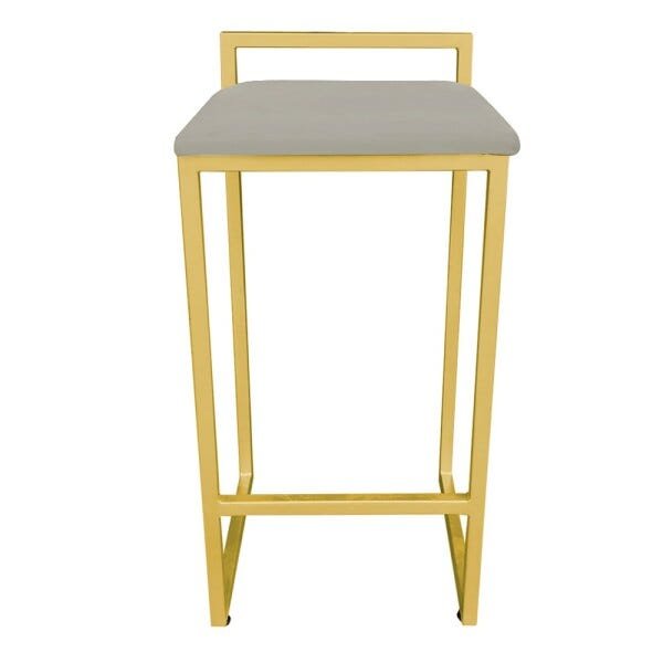 Conjunto 02 Banquetas Pietra Suede Marrom Rato Base Dourado D'Rossi - 3