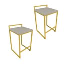 Ver imagem 1 de Conjunto 02 Banquetas Pietra Suede Marrom Rato Base Dourado D'Rossi