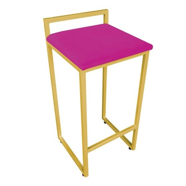 Conjunto 02 Banquetas Pietra Suede Pink Base Dourado D'Rossi - 2