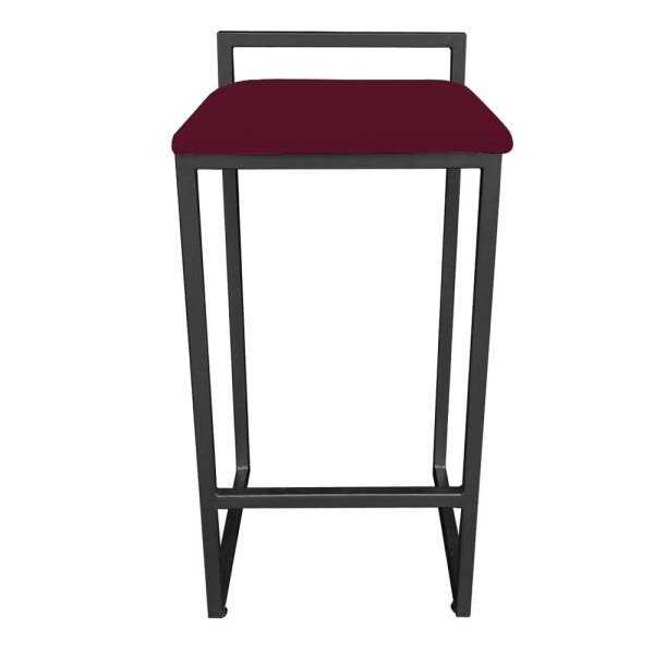 Conjunto 02 Banquetas Pietra Suede Vinho Base Preto D'Rossi - 3
