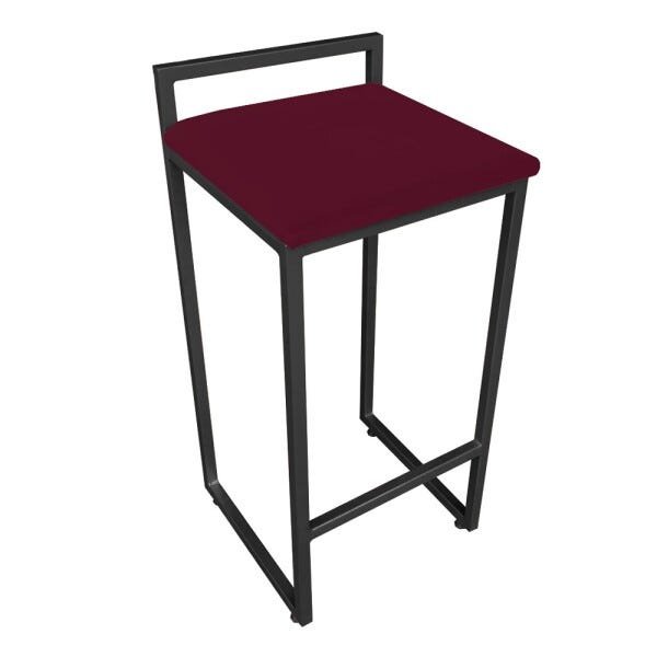 Conjunto 02 Banquetas Pietra Suede Vinho Base Preto D'Rossi - 4