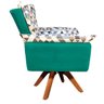 Poltrona Giratória Opala Composê D87 com Suede Base de Madeira - Verde Tiffany - 3