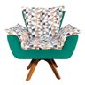 Poltrona Giratória Opala Composê D87 com Suede Base de Madeira - Verde Tiffany - 2