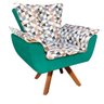 Poltrona Giratória Opala Composê D87 com Suede Base de Madeira - Verde Tiffany - 1