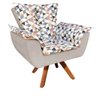Poltrona Giratória Opala Composê D87 com Suede Base de Madeira - Bege - 1