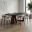 Ver imagem 2 de Cadeira Jantar Confortável para Sala e Espaço Gourmet Luxo Decorativo Navy Colorido/Aço Corten/Sintético Premium Bege