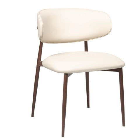 Cadeira Jantar Confortável para Sala e Espaço Gourmet Luxo Decorativo Navy Colorido/Aço Corten/Sintético Premium Bege