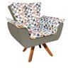 Poltrona Giratória Opala Composê D87 com Suede Base de Madeira - Marrom Rato - 1
