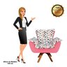 Poltrona Giratória Opala Composê D87 com Suede Base de Madeira - Rosa Barbie - 7