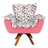Poltrona Giratória Opala Composê D87 com Suede Base de Madeira - Rosa Barbie - 2