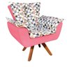 Poltrona Giratória Opala Composê D87 com Suede Base de Madeira - Rosa Barbie - 1