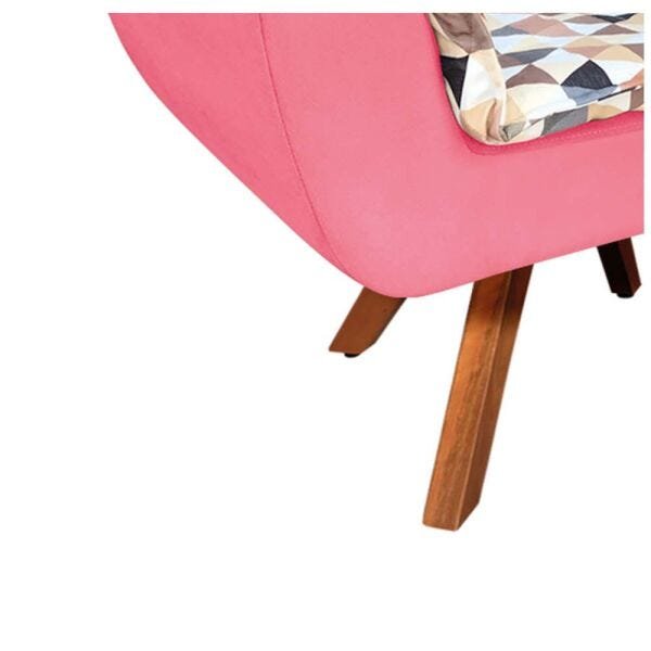 Poltrona Giratória Opala Composê D87 com Suede Base de Madeira - Rosa Barbie - 6
