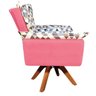 Poltrona Giratória Opala Composê D87 com Suede Base de Madeira - Rosa Barbie - 3