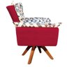 Poltrona Giratória Opala Composê D87 com Suede Base de Madeira - Vermelho - 3