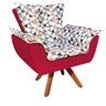 Poltrona Giratória Opala Composê D87 com Suede Base de Madeira - Vermelho - 1