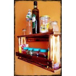 Organizador Cozinha rústico Madeira Parede Porta Temperos condimentos - Chimera Concept - 2